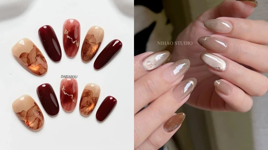 2025秋冬美甲推薦「茶色系美甲」12款範本！日式煎茶、焙茶、柚子茶...指尖溫潤又有質感 