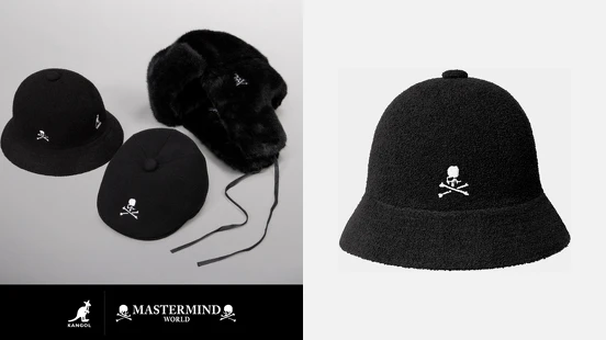 帽控必收！Kangol x Mastermind 暗黑聯名登場，骷髏刺繡注入經典帽型，三款全黑帽一次展開 