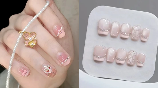 2026 美甲推薦「珍珠項鏈美甲」 25款範本公開，輕奢優雅風格一次看