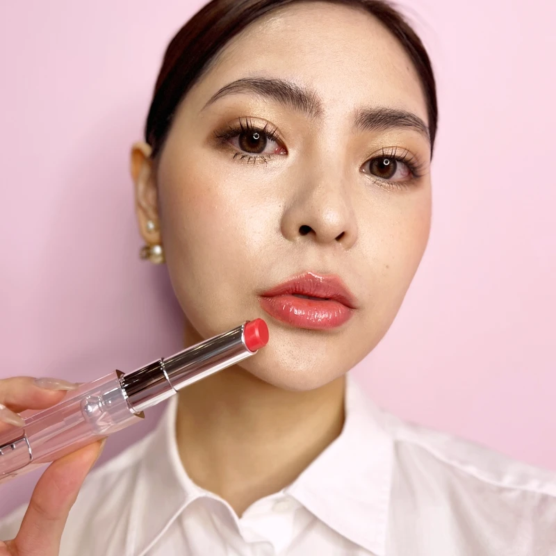 Dior迪奧癮誘粉漾潤唇膏#0075模特兒實擦。