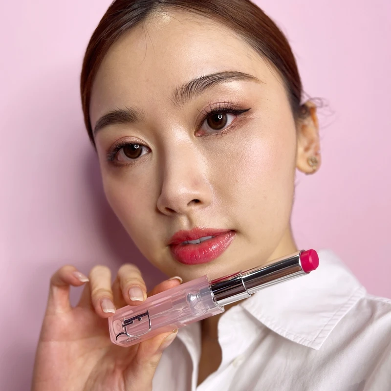 Dior迪奧癮誘粉漾潤唇膏#0074模特兒實擦。