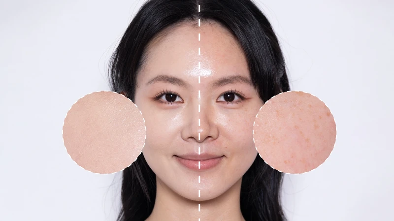 I’M MEME我愛神力氣墊粉餅(水霧)SPF50+/PA++++，使用前、後對照。