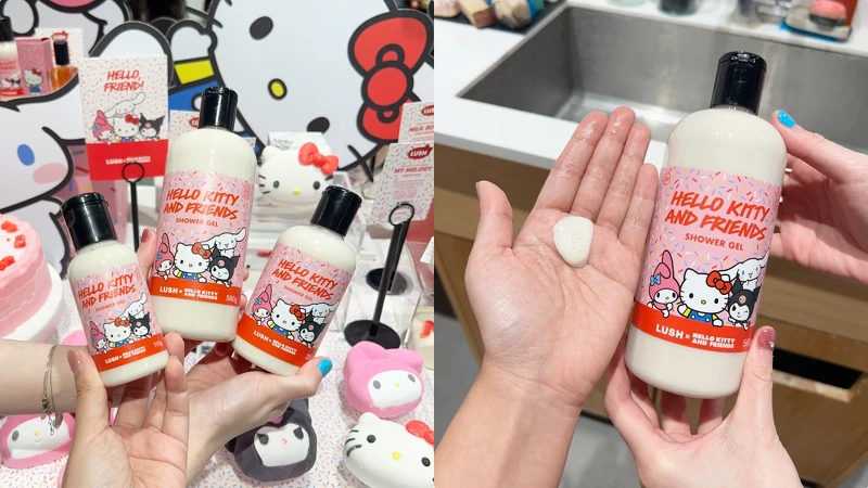 LUSH Hello Kitty與好朋友沐浴露115g,NT400、285g,NT800、560g,NT1,300 LUSH Hello Kitty與好朋友沐浴露115g,NT400、285g,NT800、560g,NT1,300