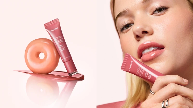 LANEIGE蘭芝甜甜圈澎潤水唇釉(#蜜桃玫瑰PEACH GLAZE)12g，NT650