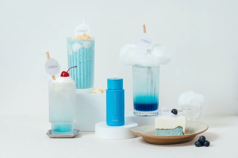 ORBIS雙重酵素潔顏粉X赤峰街名店Waku Waku Pasta期間限定快閃聯名CLOUD BLUE雲感藍色系下午茶。 ORBIS雙重酵素潔顏粉X赤峰街名店Waku Waku Pasta期間限定快閃聯名CLOUD BLUE雲感藍色系下午茶。