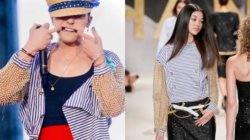 GD這件演唱會造型來自於香奈兒2022春夏女裝，他運用截然不同的搭配，創造令人意想不到的亮點。