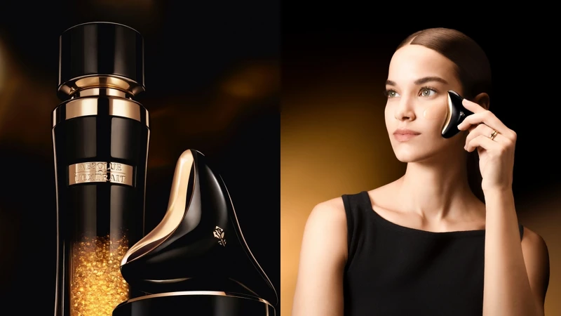 蘭蔻特別設計的「黑鑽冷熱雕塑超導按摩板」。 蘭蔻特別設計的「黑鑽冷熱雕塑超導按摩板」。