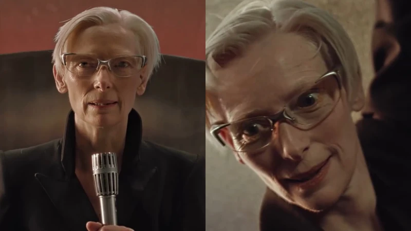 仙人Tilda Swinton为Gentle Monster拍了史诗级疯狂广告！2025 BOLD系列鼻垫消失，盾型鼻桥成最新潮设