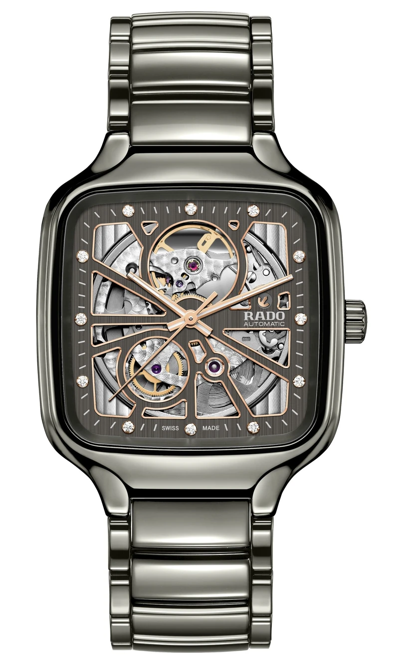 Rado瑞士雷達表True Square真我方形系列電漿高科技陶瓷鏤空自動腕錶_R27083712_建議售價NTD103,100