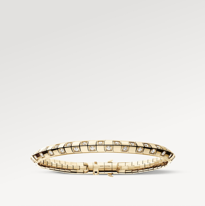 LV Damier手鐲 - 配黃K金及鑽石，5毫米，54顆鑽石，約重1.24克拉 $640,000