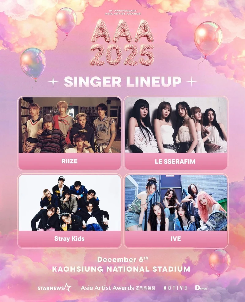 AAA頒獎典禮2025出席名單 Photo / Instagram@aaa2025_10th