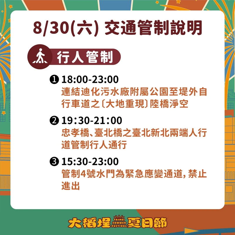 2025大稻埕夏日節8/30（六）交通管制：行人
