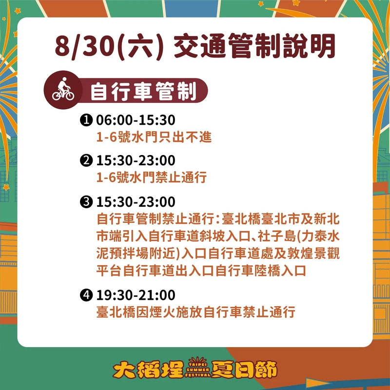 2025大稻埕夏日節8/30（六）交通管制說明：汽機車管制、YouBike暫停服務