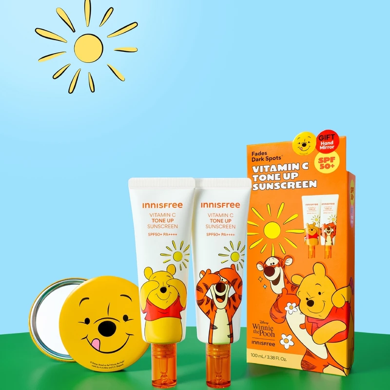 innisfree維他命C亮白潤色防曬霜SPF50+/PA++++2件組(小熊維尼限定版)50ml*2入,加贈小熊維尼手拿鏡,NT1,099 innisfree維他命C亮白潤色防曬霜SPF50+/PA++++2件組(小熊維尼限定版)50ml*2入,加贈小熊維尼手拿鏡,NT1,099