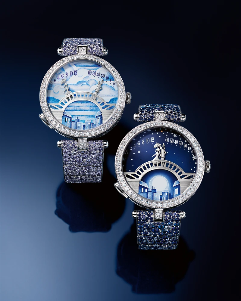 Lady Arpels Bal des Amoureux Automate腕錶(2025新作),18K白金、鑽石。 Lady Arpels Bal des Amoureux Automate腕錶(2025新作),18K白金、鑽石。