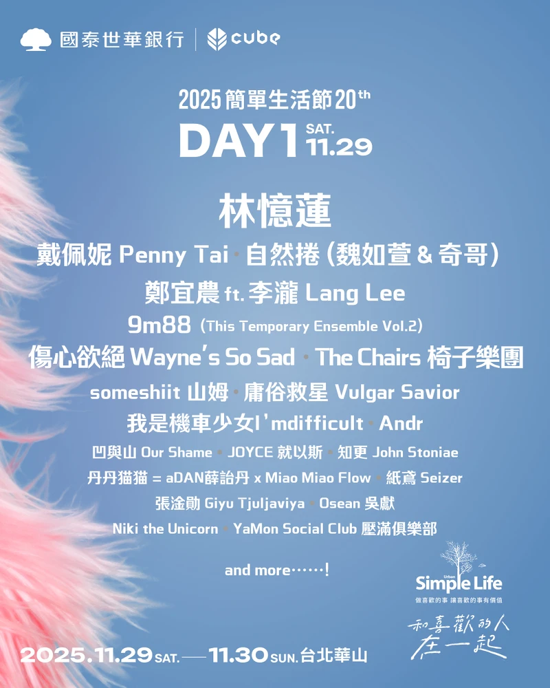 「2025簡單生活節」11/29(六)卡司 「2025簡單生活節」11/29(六)卡司