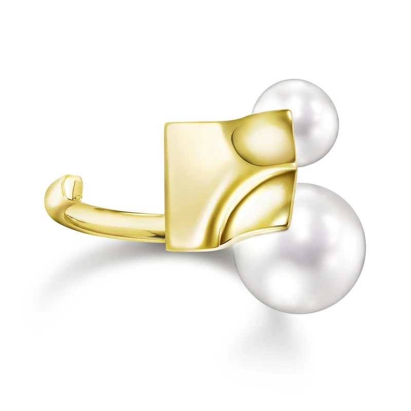 TASAKI M_G SQUARE LEAF 18K黃金&淡水珍珠開口戒＄106,000