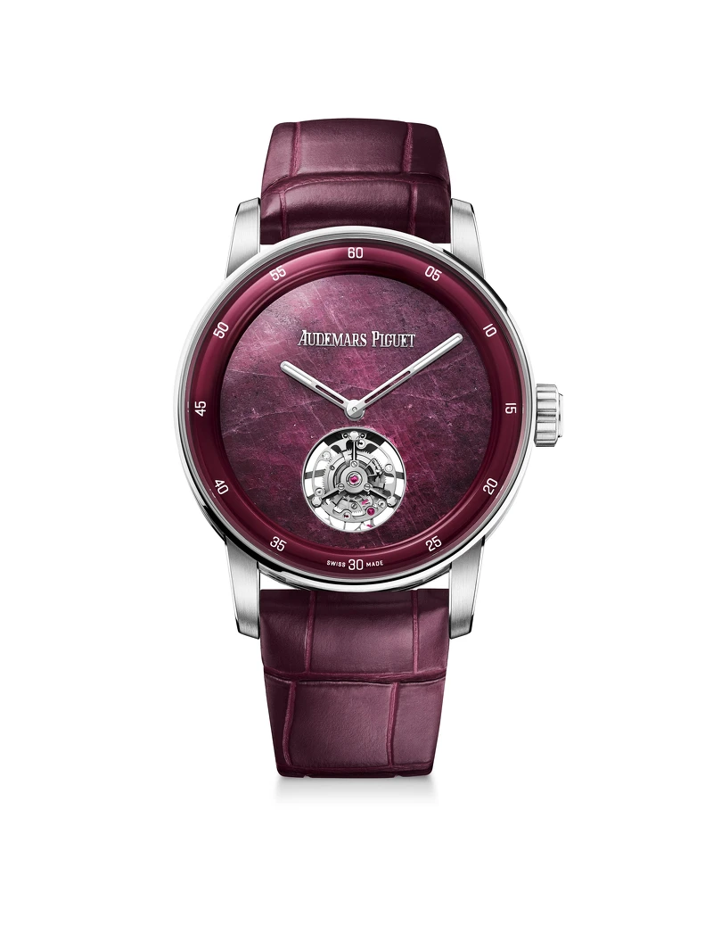 Code 11.59系列自動上鏈飛行陀飛輪38mm，紅寶石根、藍色方鈉石、綠色孔雀石三種寶石面限量款