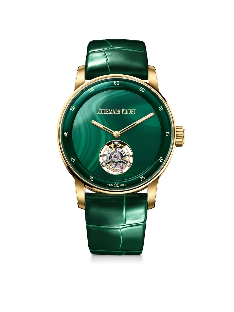 Code 11.59系列自動上鏈飛行陀飛輪38mm，紅寶石根、藍色方鈉石、綠色孔雀石三種寶石面限量款