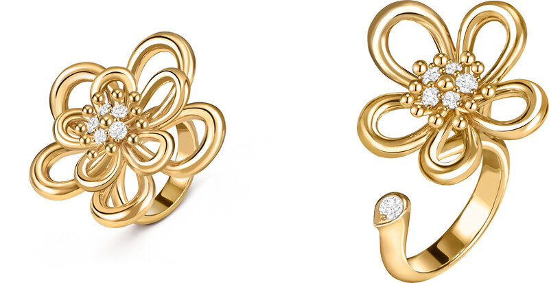 Flowerlace戒指(中型款式),Flowerlace Between the Finger指間戒(小型款式)。 Flowerlace戒指(中型款式),Flowerlace Between the Finger指間戒(小型款式)。