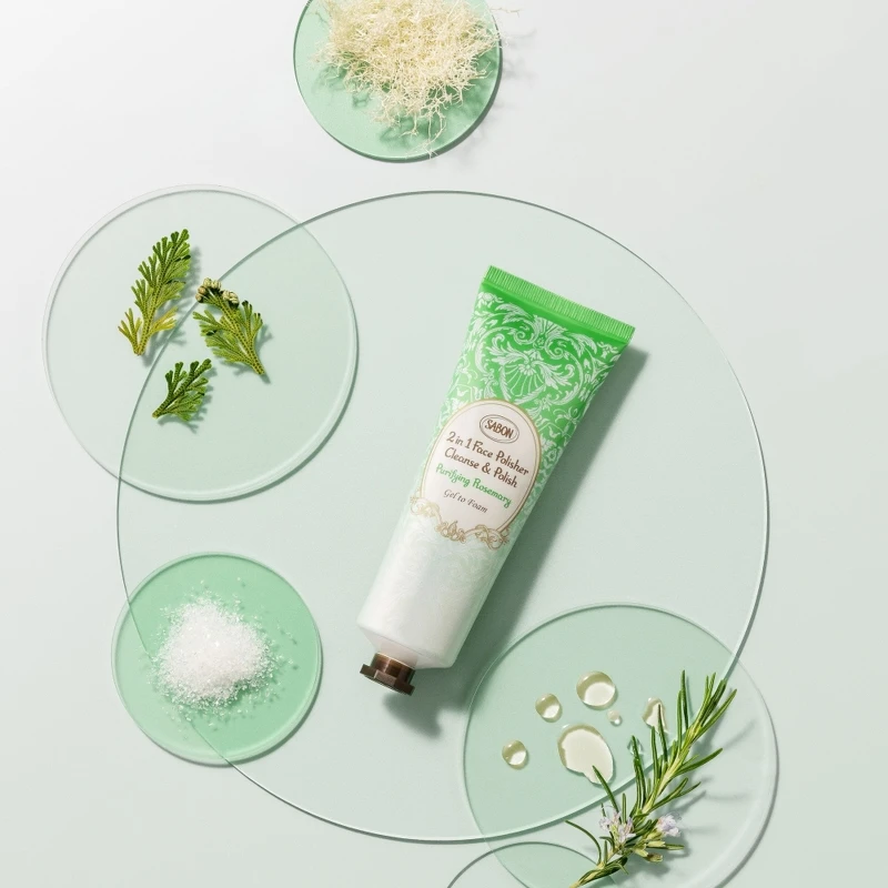 SABON二合一臉部磨砂潔顏凝露-清新迷迭香125ml，NT1,480