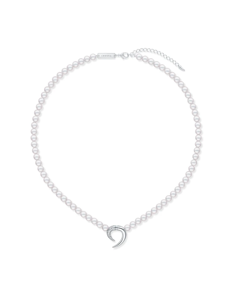 TASAKI danger horn plus diamonds pave 阿古屋珍珠 & 18K白金鑽石項鍊_NT$349,000