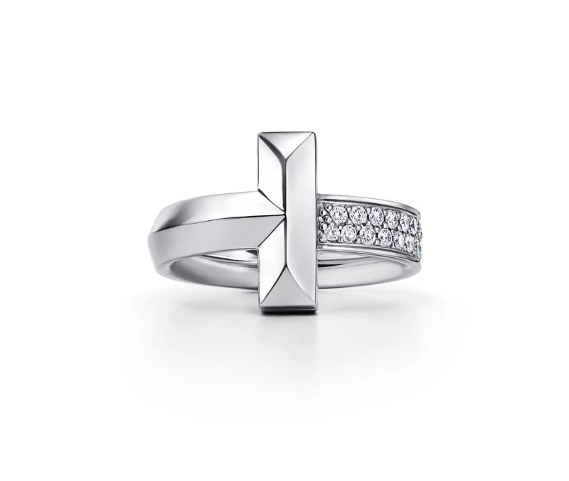 Tiffany T1 18K白金寬版鑲鑽戒指 約NT$ 189,000
