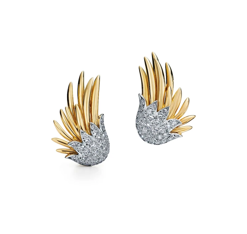 Jean Schlumberger by Tiffany Flame 鉑金與黃K金鑽石耳夾 約NT$ 965,000