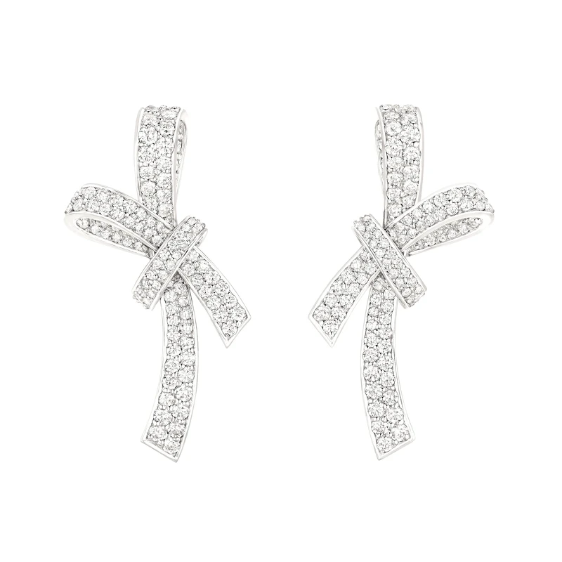 RUBAN耳環 18K白金鑲嵌鑽石。