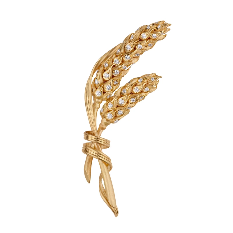 L'Épi de Blé de Chaumet 18K黃金胸針，鑲嵌明亮式切割鑽石。