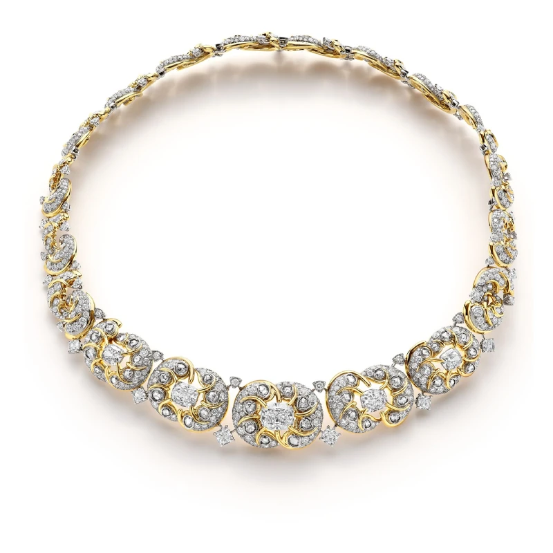 2025 Blue Book 高級珠寶 Sea of Wonder— Sea Turtle 系列 鉑金與黃K金鑲嵌鑽石項鍊