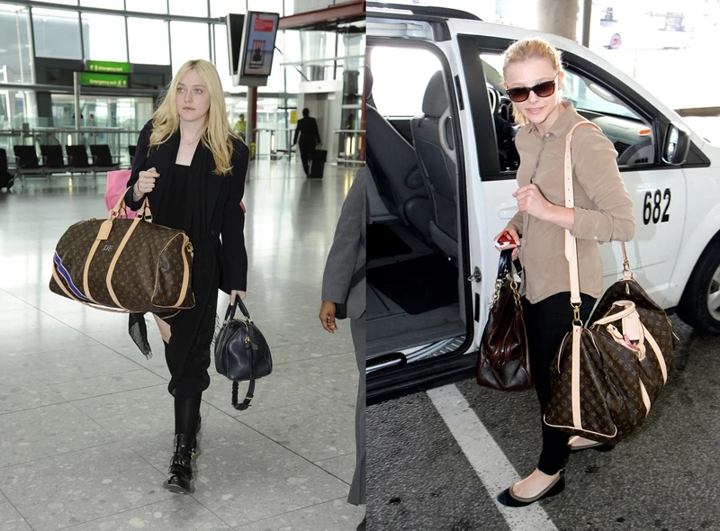 (圖左)知名女星Dakota Fanning、(圖右)Chloe Moretz也以Keepall作為出遊品味首選。