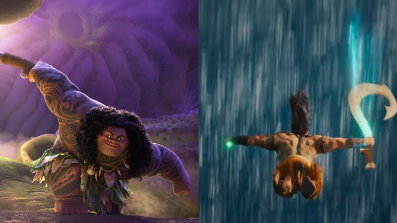 《海洋奇緣Moana》動畫與真人版「毛伊」 《海洋奇緣Moana》動畫與真人版「毛伊」