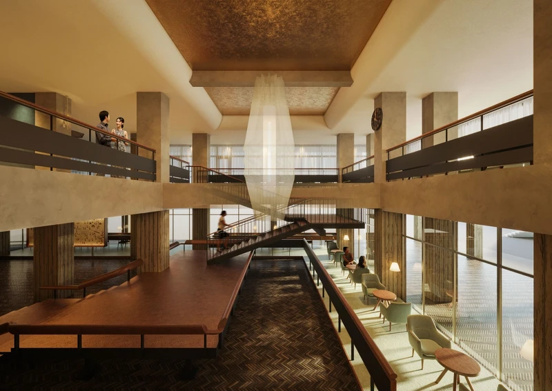 「OMO Base」設置了麵包坊、輕食餐飲、閱讀區與公共座位。