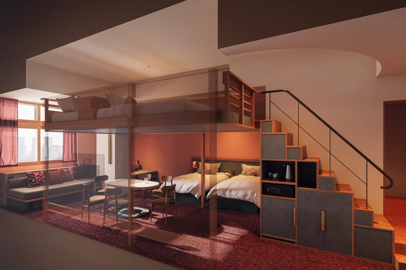 有多種客房配置，從雙人房到最多六人入住的房型皆有。