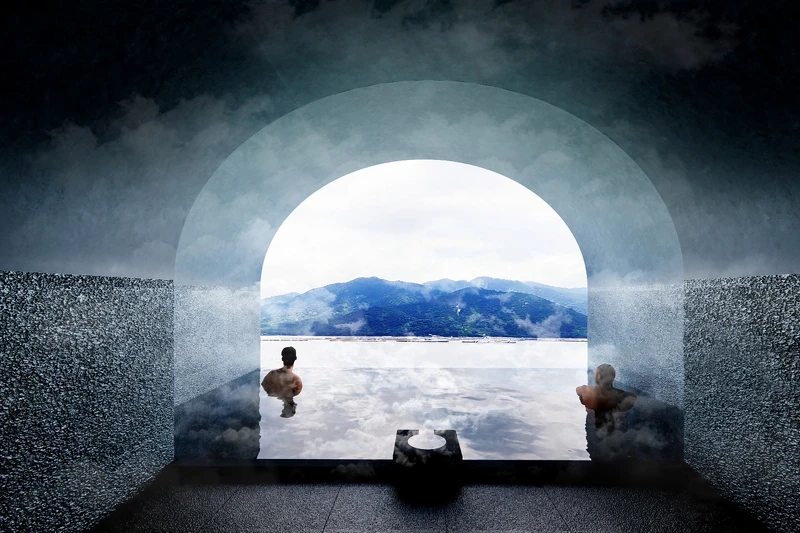 「界 宮島」室外溫泉區。