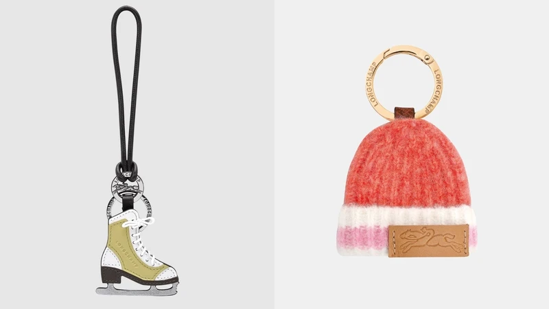 溜冰鞋鑰匙扣開心果綠色 NT$5,900、Le Pliage Collection 毛帽鑰匙扣NT$5,900。