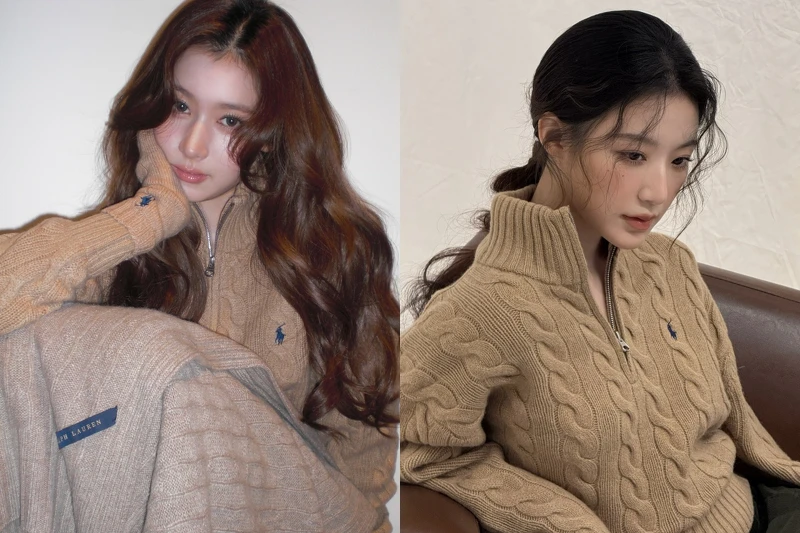 舒華、Sana穿著半拉鍊上衣