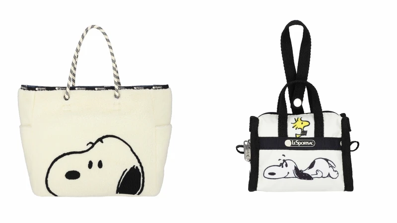 PEANUTS史努比大型双面托特包 NT.7,500、PEANUTS 史努比与伙伴迷你旅行袋挂饰 NT.2,200