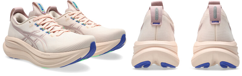 ASICS GEL-NIMBUS 28跑鞋，柔雾粉(一般楦＆宽楦)，NT4,980。