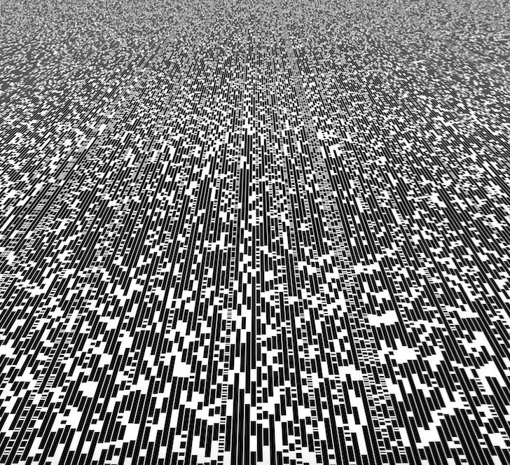 池田亮司(Ryoji Ikeda),《code-verse》,2018(細部) 3 台 DLP 投影機、電腦、喇叭。© Ryoji Ikeda. 此作為巴黎龐畢度中心展覽「Ryoji Ikeda ǀ continuum」之特別創作, 展期:2018 年 6 月 15 日至 8 月 27 日 策展人:Marcella Lista 池田亮司(Ryoji Ikeda),《code-verse》,2018(細部) 3 台 DLP 投影機、電腦、喇叭。© Ryoji Ikeda. 此作為巴黎龐畢度中心展覽「Ryoji Ikeda ǀ continuum」之特別創作, 展期:2018 年 6 月 15 日至 8 月 27 日 策展人:Marcella Lista