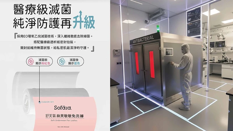 Sofära絲芙敏敏免洗褲採用光子抗菌、EO滅菌、紫外線殺菌三重防護技術,掀起旅用防護新品搶購潮。(易廷企業/提供) Sofära絲芙敏敏免洗褲採用光子抗菌、EO滅菌、紫外線殺菌三重防護技術,掀起旅用防護新品搶購潮。(易廷企業/提供)