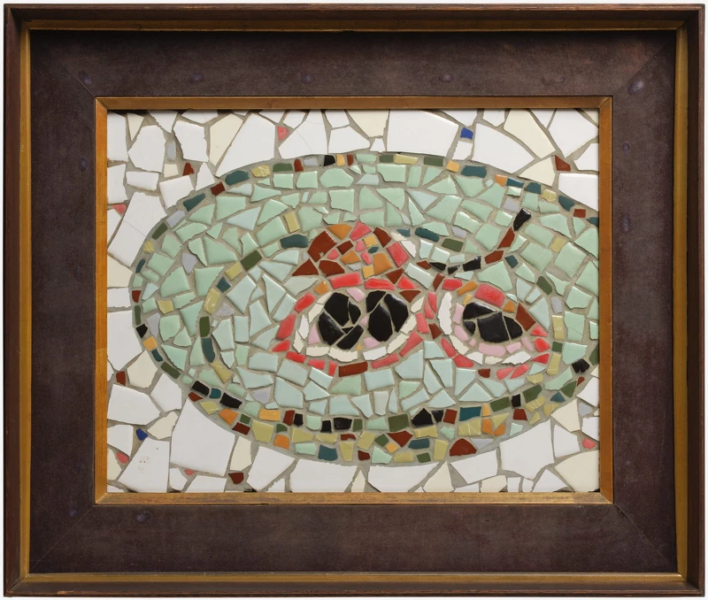 林之助(1917- 2008),〈秋果〉,1969,馬賽克拼貼,畫心 31.5 × 40 公分,全尺寸 47.5× 56.2 公分,臺中市立美術館藏。攝影:ANPIS FOTO 王世邦 林之助(1917- 2008),〈秋果〉,1969,馬賽克拼貼,畫心 31.5 × 40 公分,全尺寸 47.5× 56.2 公分,臺中市立美術館藏。攝影:ANPIS FOTO 王世邦