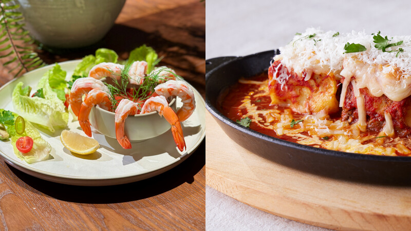 「冰鮮雞尾酒蝦」、「老奶奶千層麵」