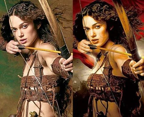 在電影《亞瑟王》(King Arthur) 的海報裡，她的胸部很明顯的被升級了罩杯，引起了不少爭議。