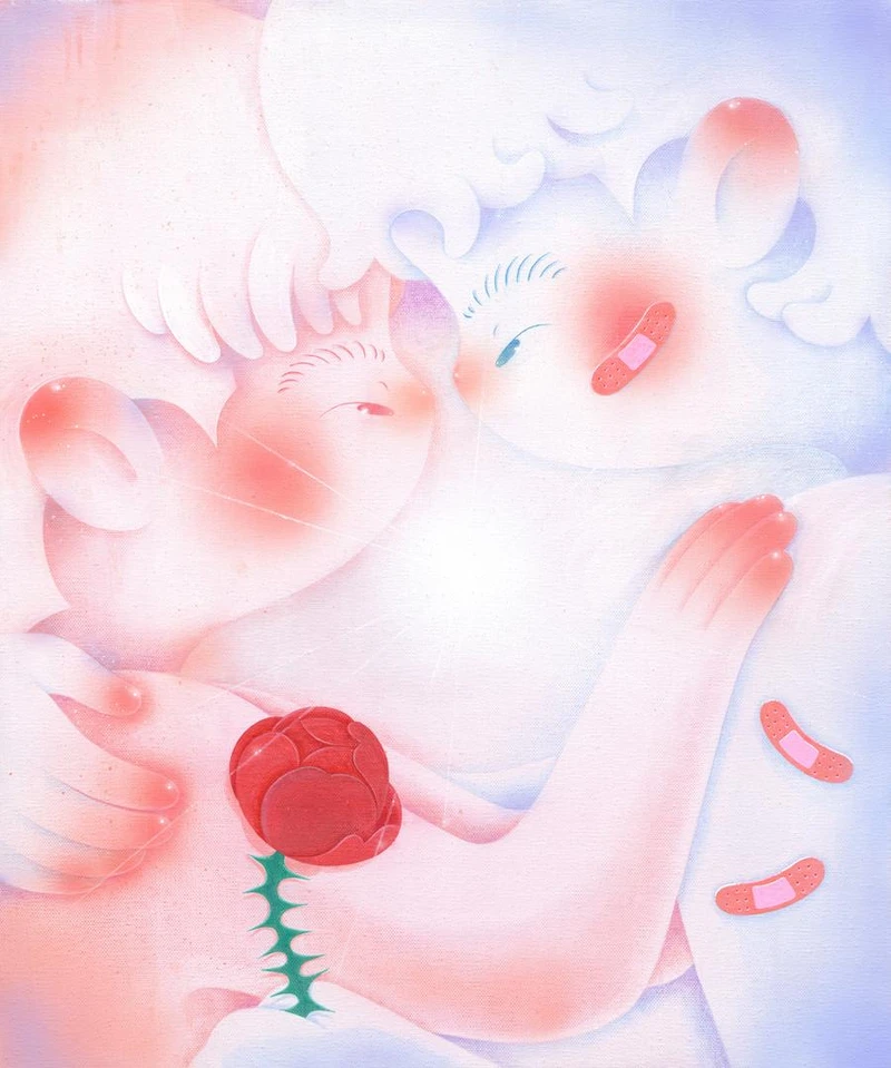 高一心 _ 爱情毒 72.5X60.5cm压克力 油性色铅笔画布 2025