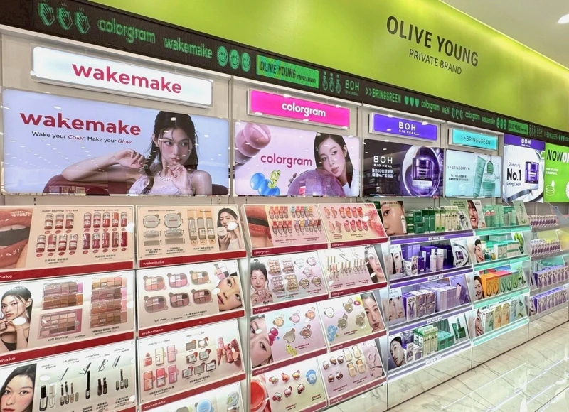 康是美東興門市Olive Young專區。