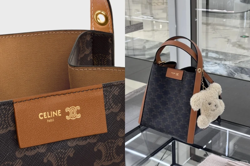 CELINE PARIS圖騰皮革標