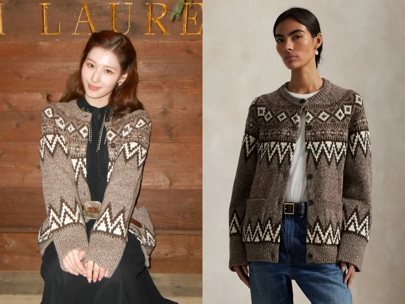 費爾島圖紋羊毛混紡開襟衫，NT$21,880