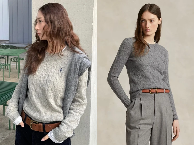 絞花針織羊毛羊絨混紡毛衣，NT$8,880